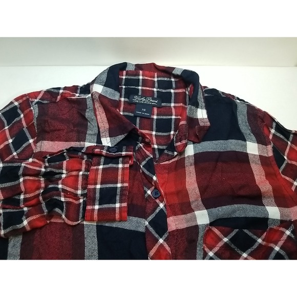 Lucky Brand Tops - Lucky Brand Womens Flannel Shirt XS Black Red Plaid Long‎ Sleeve Button Up